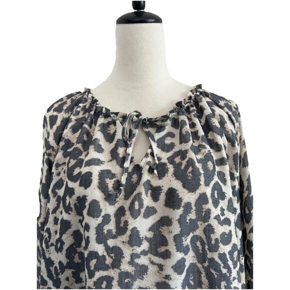 Como Blu Blouse Top Womens 3X Animal Print 3/4 Sleeves Elastic Cuffs Boho Casual - Picture 4 of 12
